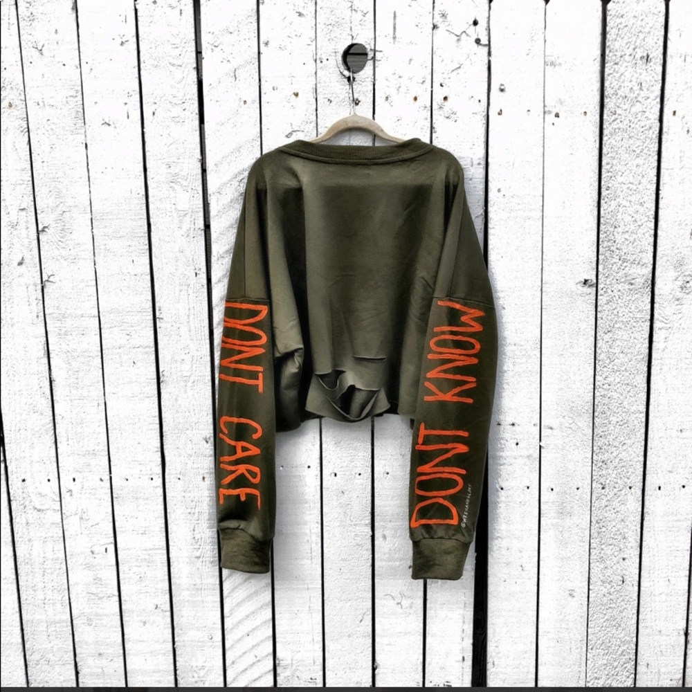 Wren + Glory Don’t Know Don’t Care distressed sweatshirt #81